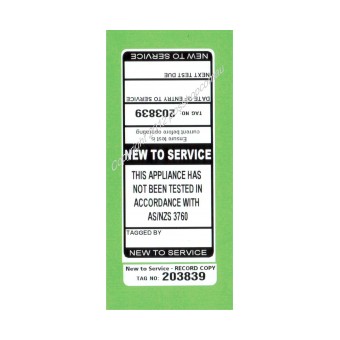 New To Service Test Tags