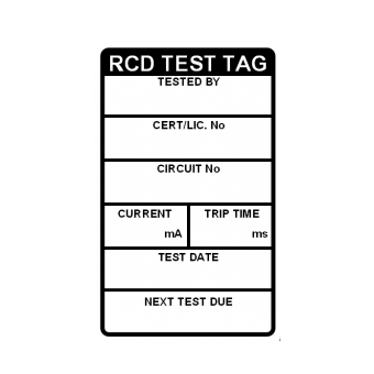 RCD Test Tags - Large